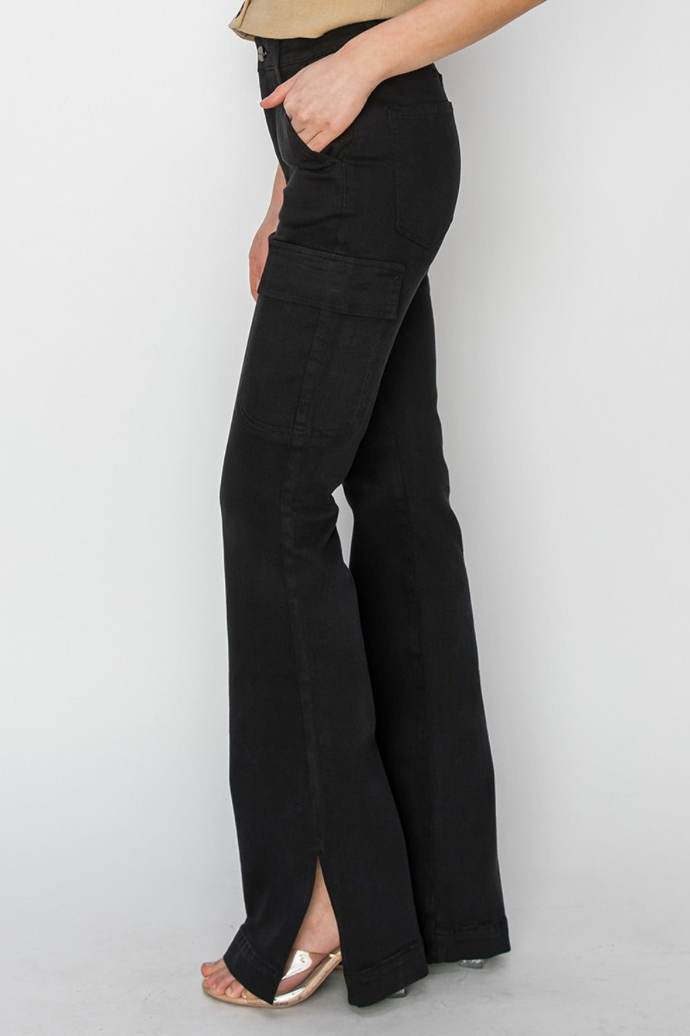 RISEN Full-Size High-Rise Cargo Bootcut Jeans