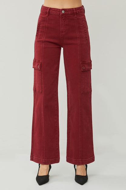 RISEN - Full Size High Rise Wide Leg Cargo Jeans