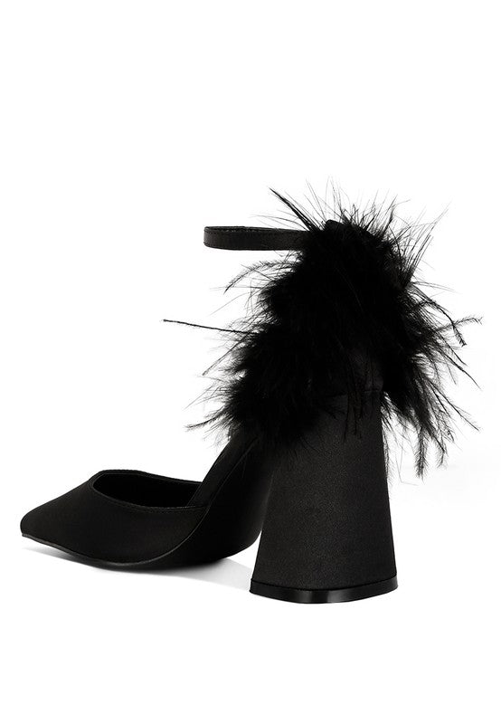 PALMETTA Fur Detail Block Heel Sandal