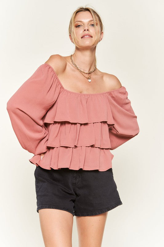 Jade By Jane Plus Size - Tiered Flounce Blouse