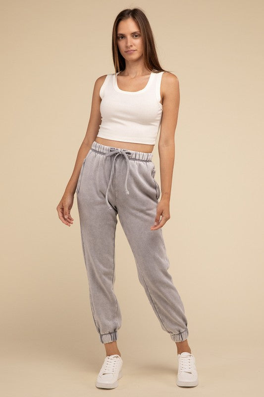 ZENANA Acid Wash Fleece Sweatpants