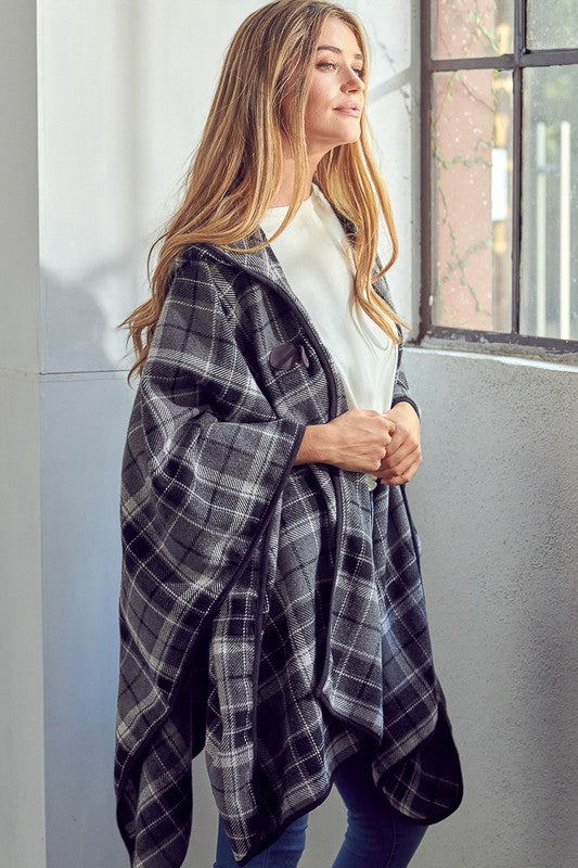 Plaid Blanket Poncho