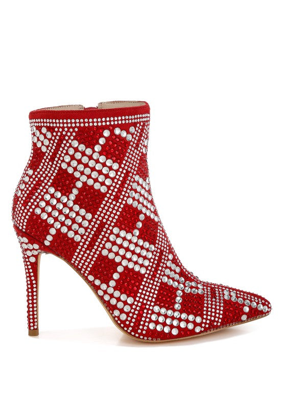 URBANITE Rhinestone Studded Stiletto Heel Boots