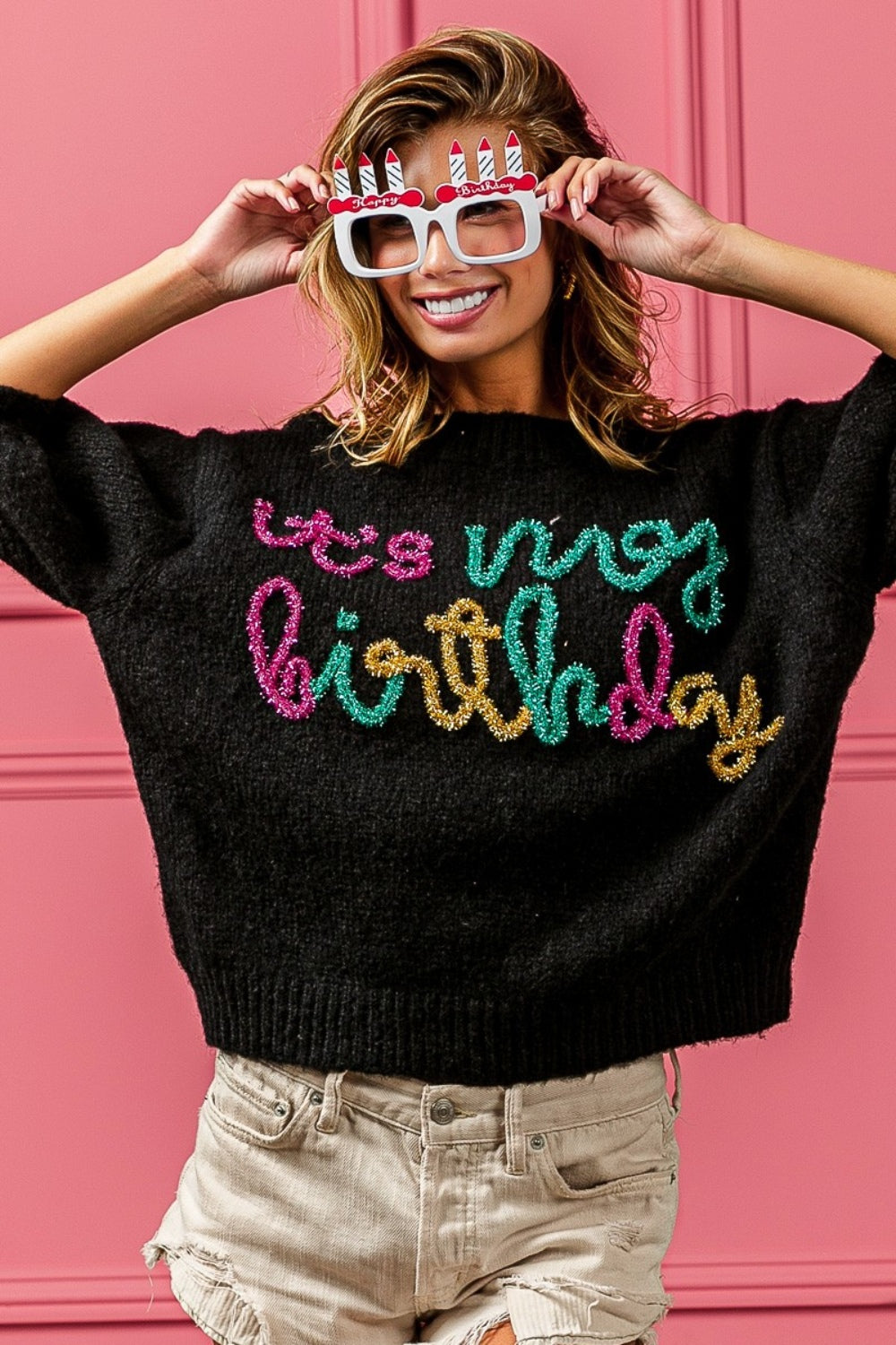 BiBi It's My Birthday Puff Sleeve Sweater