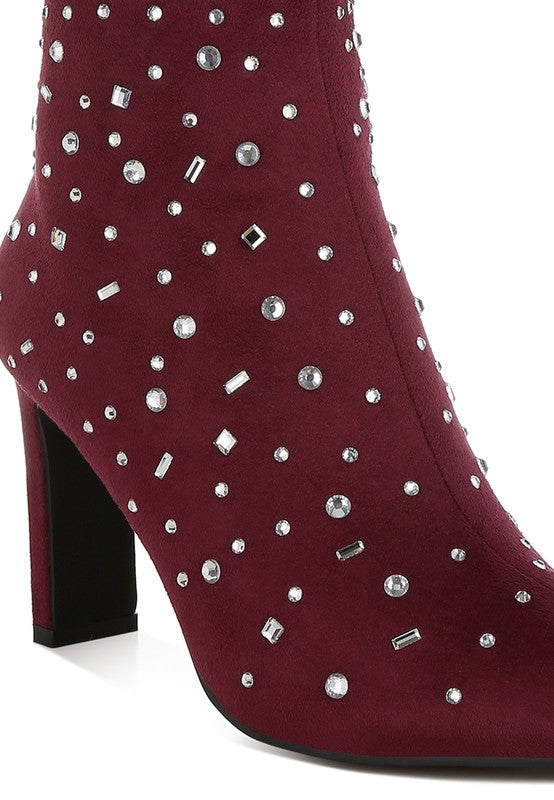 SAKURA Diamante Embellished Microfiber Boots