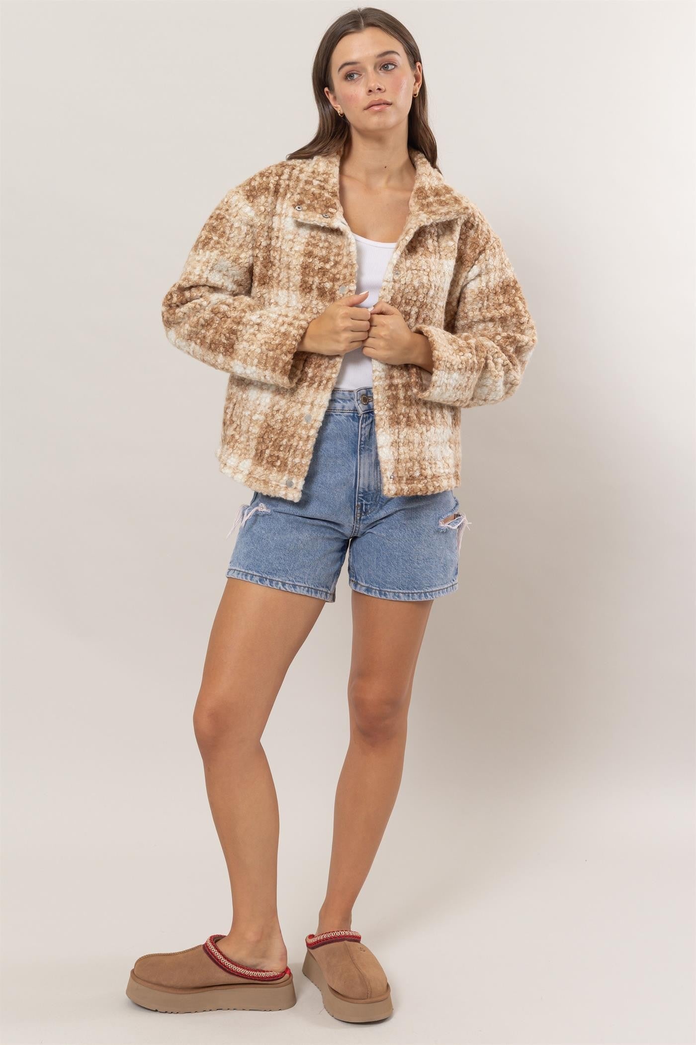 HYFVE Plaid Boucle Jacket with Pockets