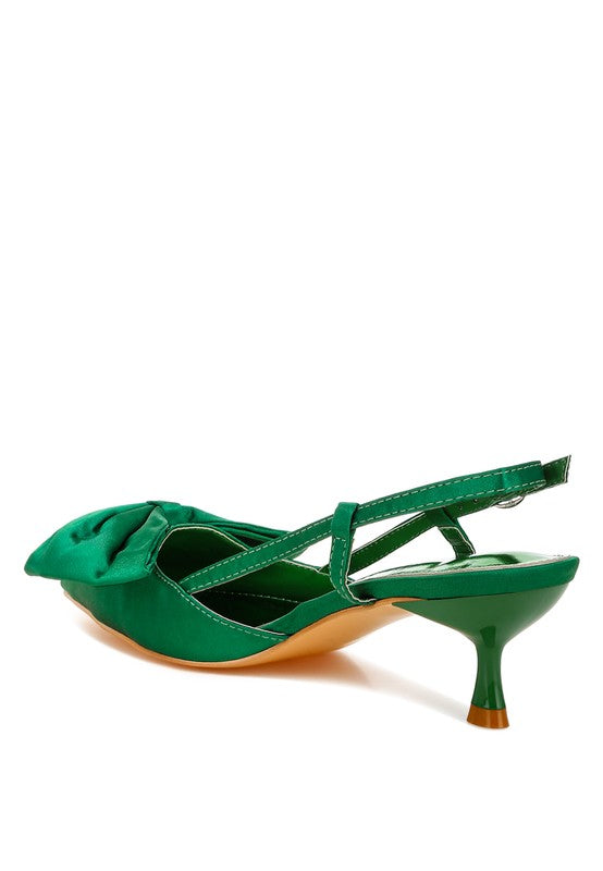 OKSHAK Satin Bow Slingback Sandals