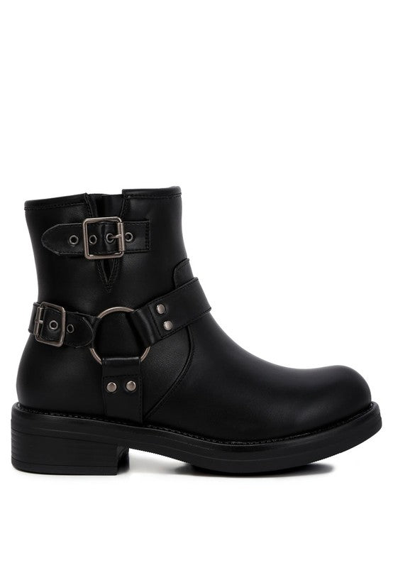 ALLUX Faux Leather Pin Buckle Boots