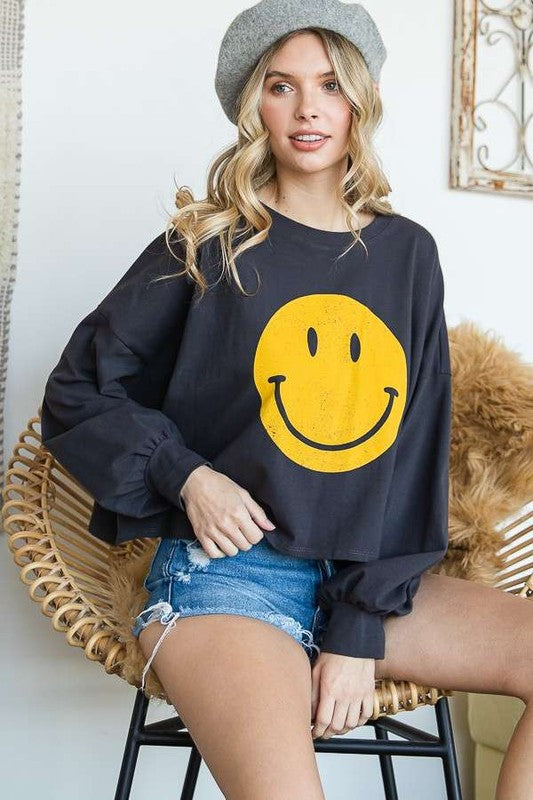 Jade By Jane Plus Size - Smiley Face Crop Top