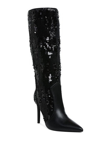 SITARAH Sequin Embellished Stiletto Long Boots