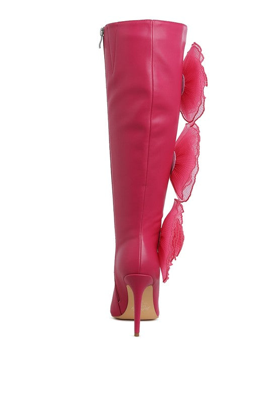 CHINKARA Sheer Big Rose Detail Long Boots