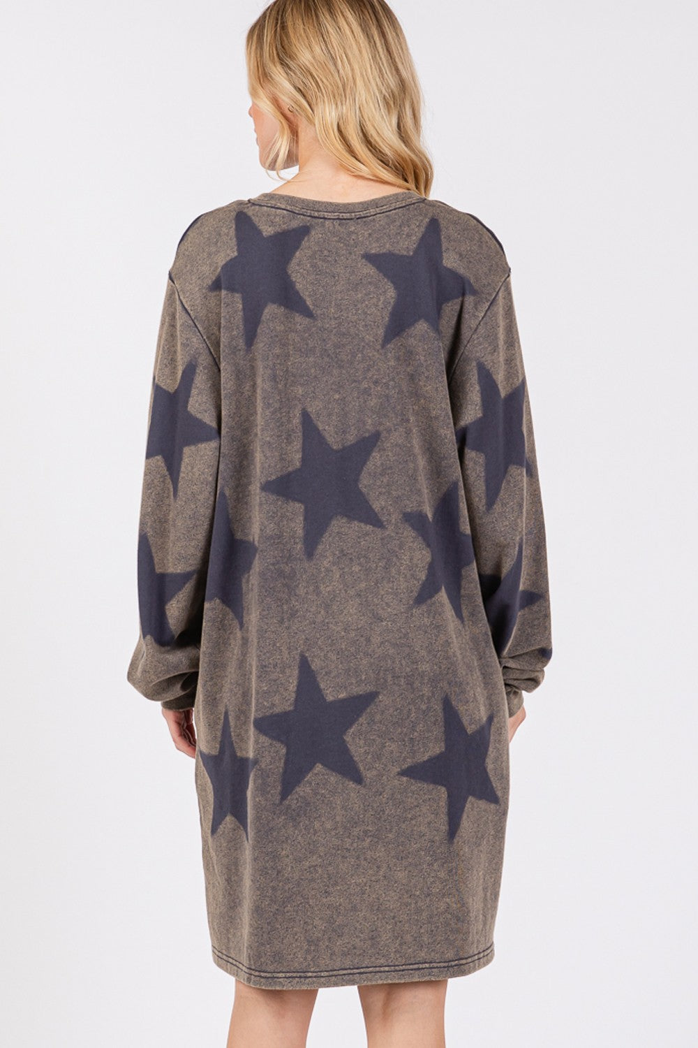 SAGE + FIG - Washed Star Print Round Neck Dress