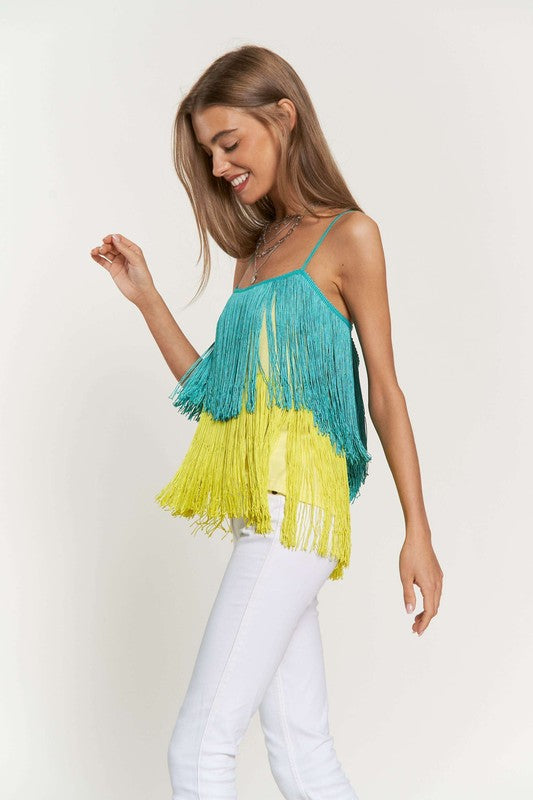 Davi & Dani Fringe Overlay Party Cami Top