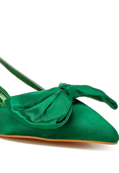 OKSHAK Satin Bow Slingback Sandals