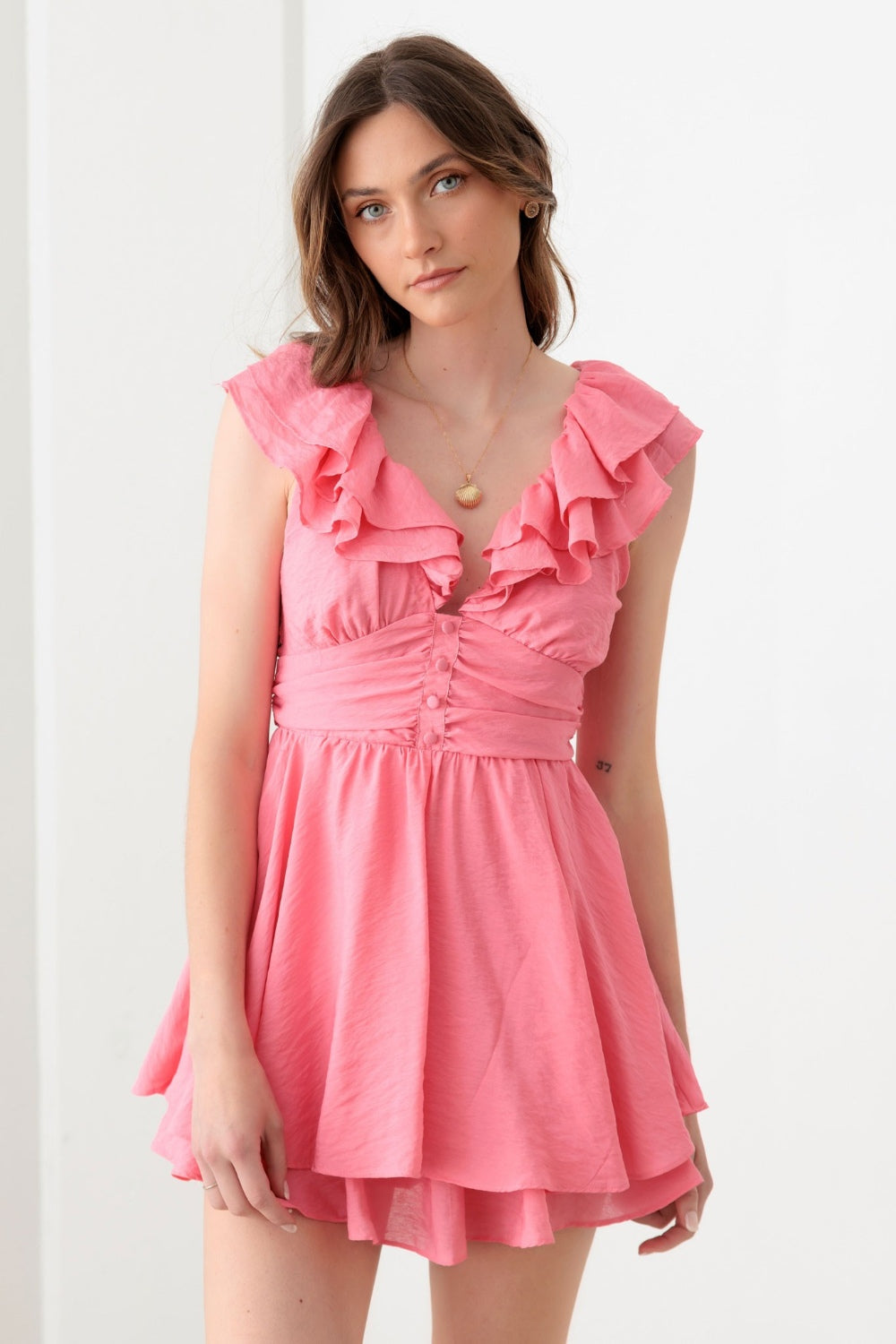 Tie Back Ruffled Romper