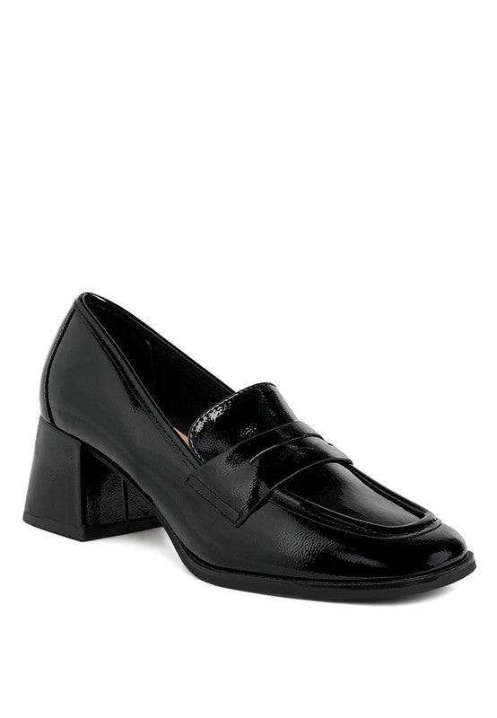 UMDONI Penny Strap Block Heel Loafers