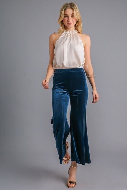 Umgee - High Rise Elastic Waist Flare Pants