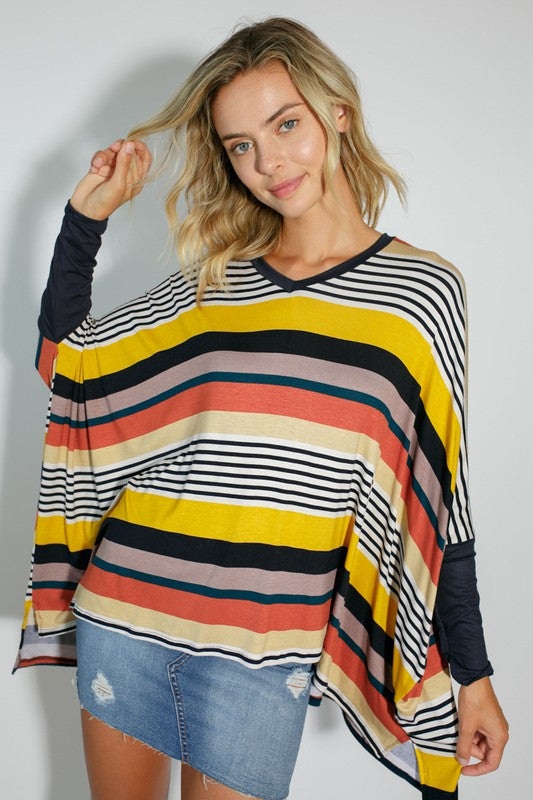 e Luna Multi Stripe Print Jersey Top