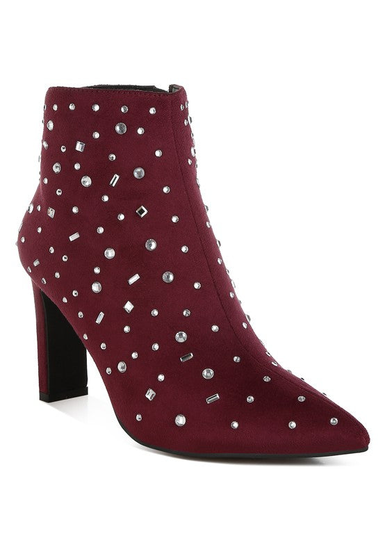 SAKURA Diamante Embellished Microfiber Boots