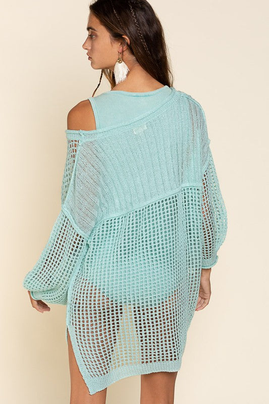 POL Oversized See-through Pullover Sweater