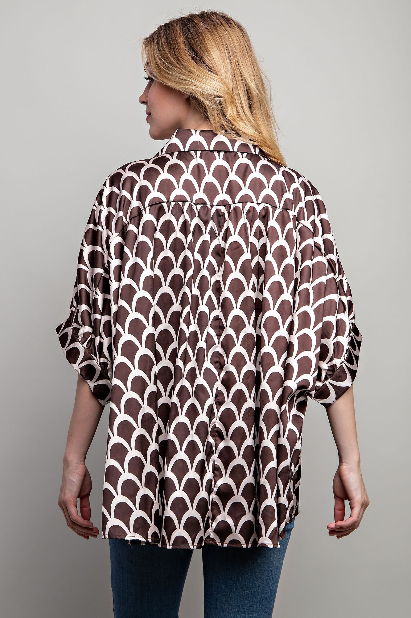 Sweet Generis - Satin Print Button Down Shirt