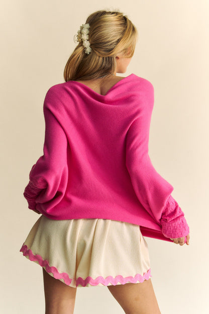 Davi & Dani Solid Batwing Sleeve Sweater