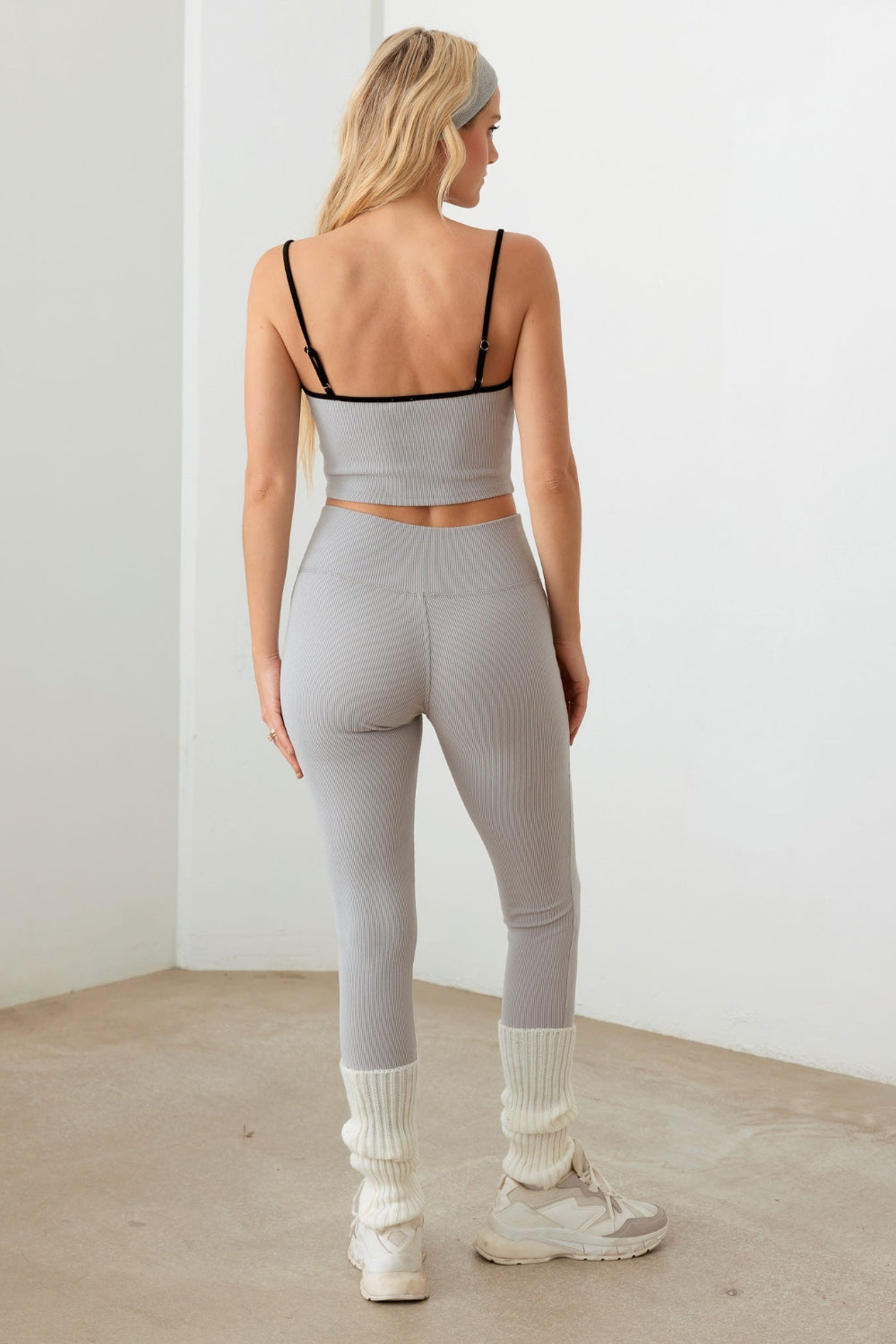 LE LIS Ribbed Crop Cami and Brushed Leggings Set