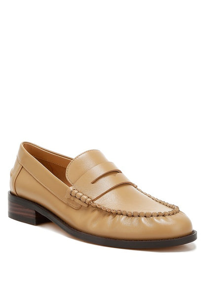 PLAVIA Genuine Leather Penny Loafers