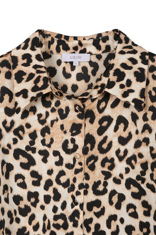 Lilou Satin Leopard Print Blouse