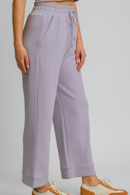 Umgee - Drawstring Elastic Waist Wide Leg Pants