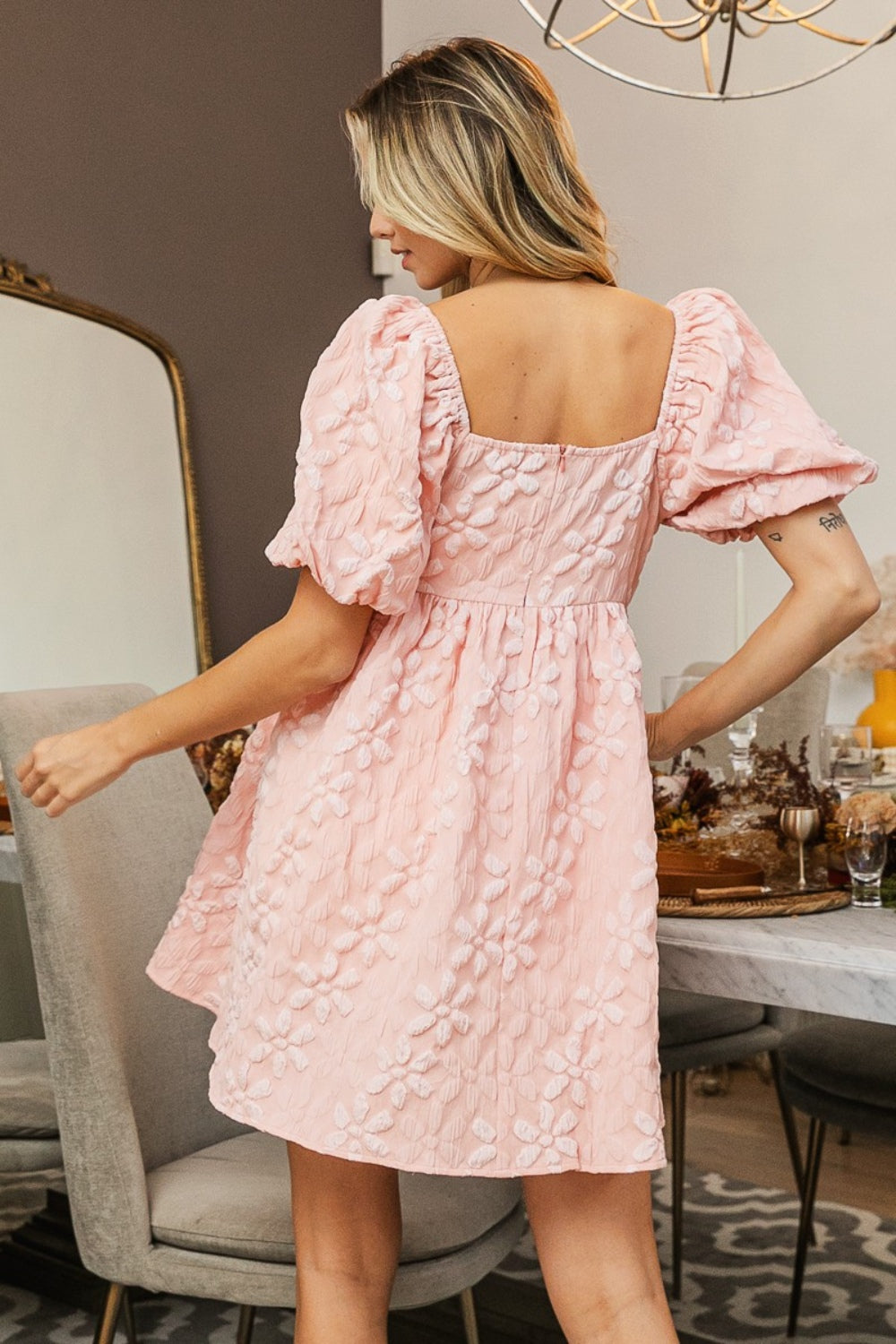 BiBi Flower Detail Puff Sleeve Dress