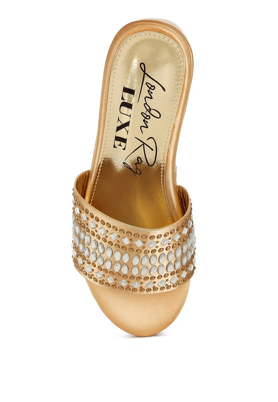 BATANGA Diamante & Rhinestone Detail Flatforms