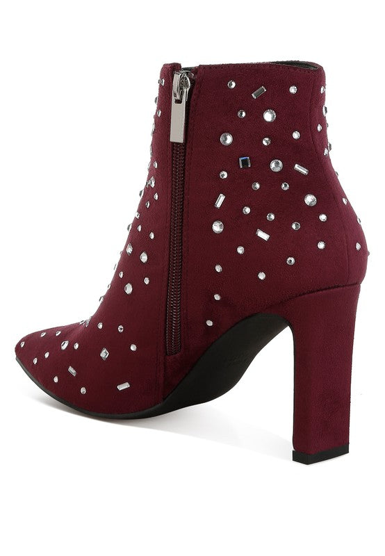 SAKURA Diamante Embellished Microfiber Boots