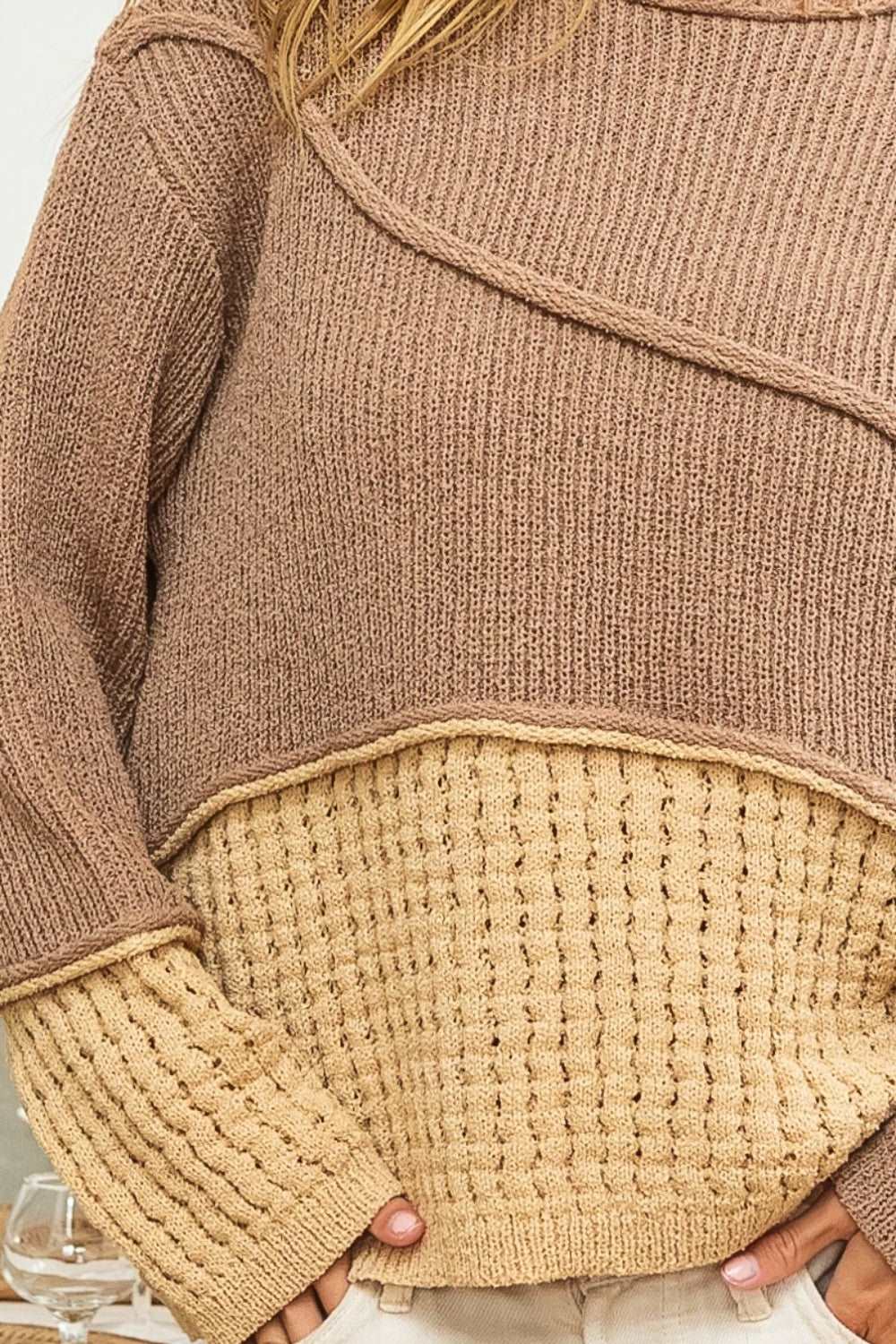 Contrast Drop Shoulder Sweater