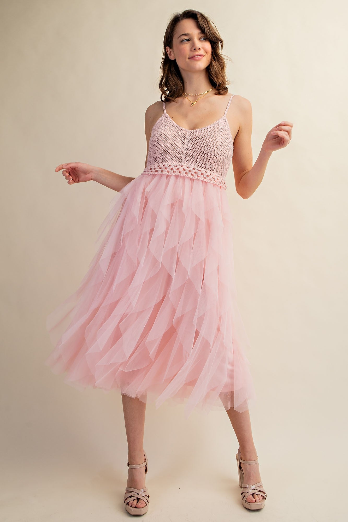 Sweet Generis - LOVELY Tulle Midi Crochet Dress