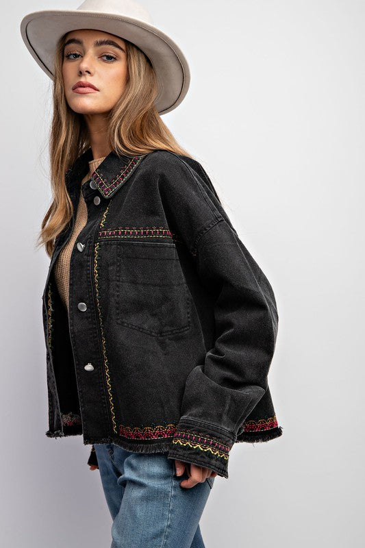 Sweet Generis Embroidered Wash Cotton Jacket