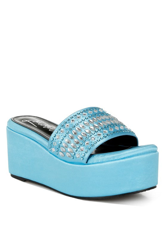 BATANGA Diamante & Rhinestone Detail Flatforms