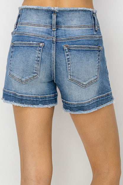 RISEN Seam Detailed Raw Edge Denim Shorts