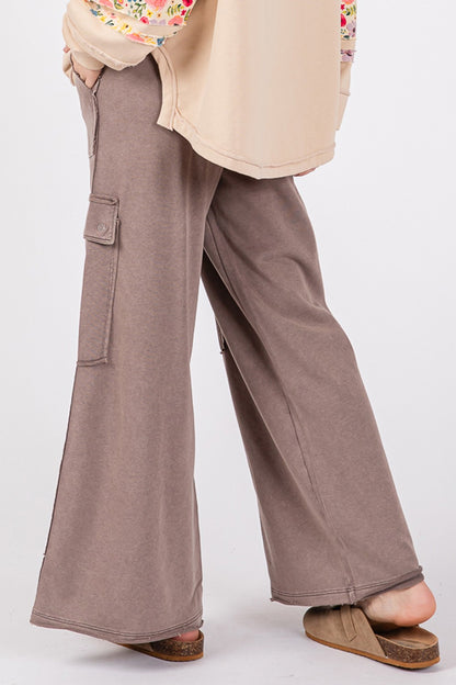 SAGE + FIG Knit Terry Wide Leg Utility Pants