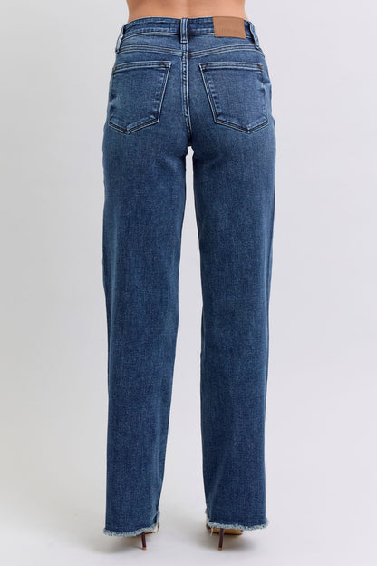 Judy Blue - Full Size Raw Hem Mid Rise Jeans