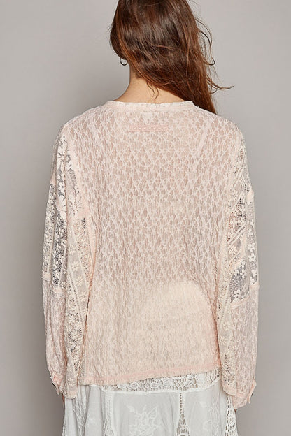 POL Raw Edge Lace Top