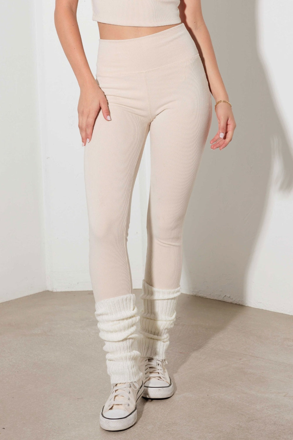 LE LIS Ribbed Crop Cami and Brushed Leggings Set