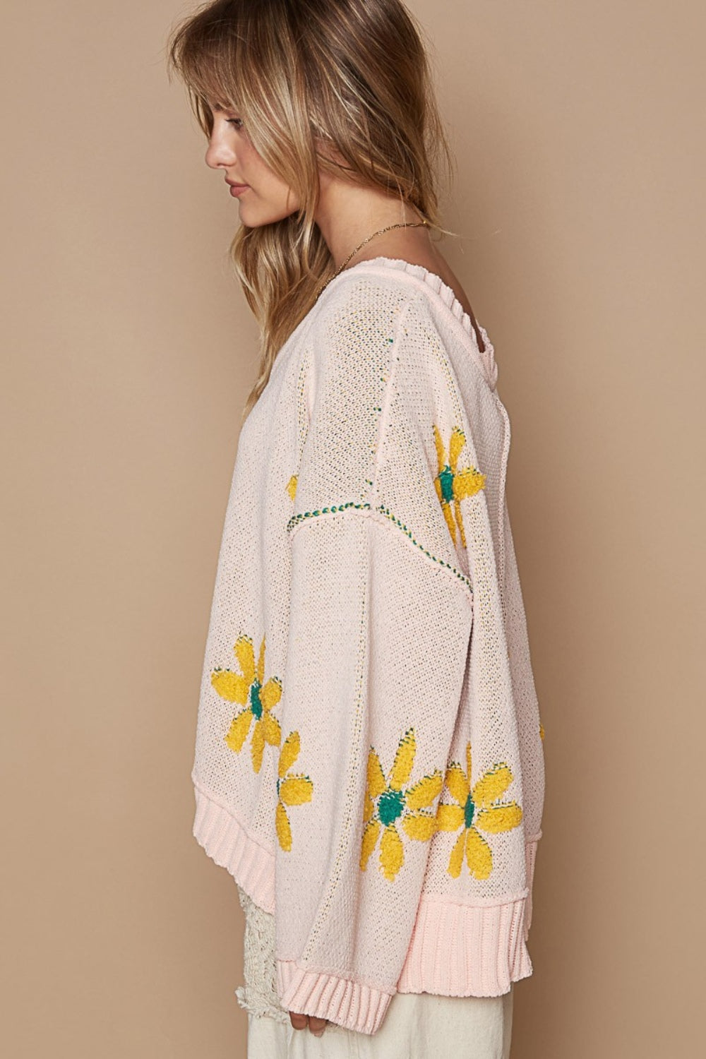 POL Floral Pattern Chenille Sweater