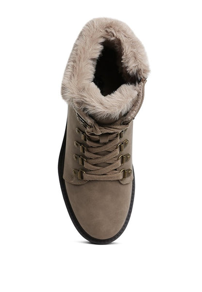 MARANTA Faux Fur Collar Ankle Boots