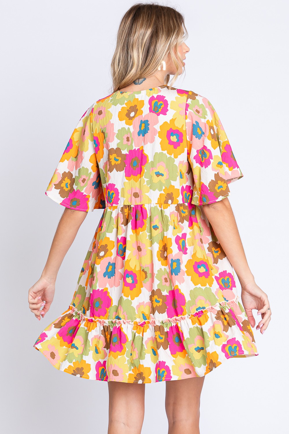 GeeGee Floral Ruffle Hem Mini Dress