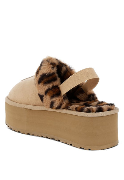 KUTCHU Leopard Faux Fur Platform Slingbacks