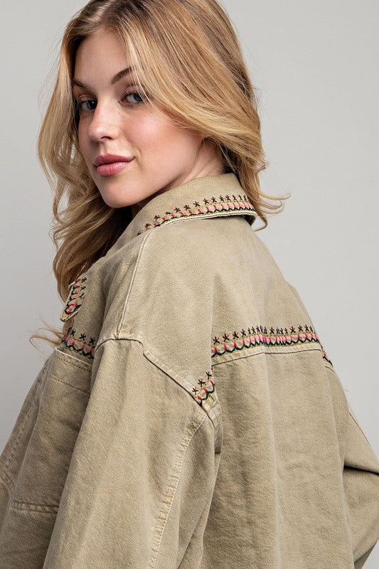 Sweet Generis Embroidered Wash Cotton Jacket