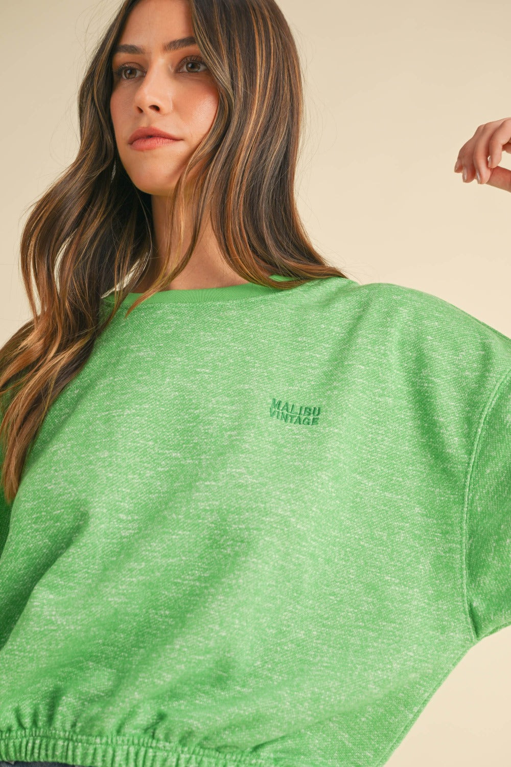 MABLE Letter Embroidery Crop Sweatshirt