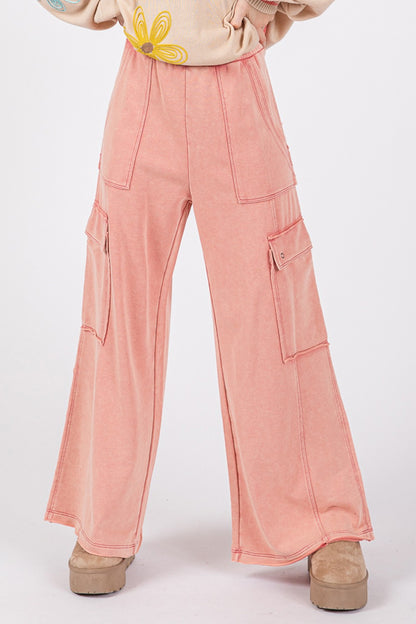 SAGE + FIG Knit Terry Wide Leg Utility Pants