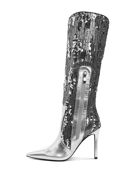 SITARAH Sequin Embellished Stiletto Long Boots